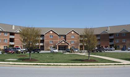 an apartment building on the side of a street  at Rosewood Village, Hagerstown, MD