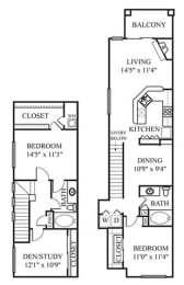 Floor Plan  Athena Floor Plan | 2 Bed 2 Bath Apartments For Rent In Scottsdale AZ | The Catherine Townhomes