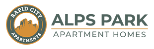 The image is a logo for Rapid City Apartments and Alps Park Apartment Homes.