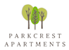 A logo for Parkcrest Apartments featuring three trees.