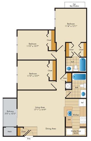 3 bedroom apartments with balcony in prince frederick, md