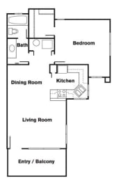1 Bed 1 Bath A Floor Plan at Elevate at Discovery Park, Tempe, 85283