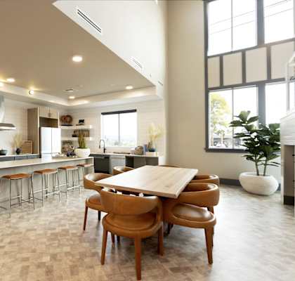 a kitchen and dining room with a wooden table and chairs at Anchor 532 Luxury Apartments, Vallejo, CA 94590