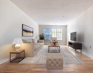 a living room with a couch and a coffee table