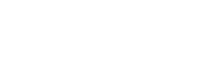 Three white icons on a black background depict a paw, a house, and a wheelchair.