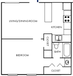  Floor Plan 1 Bedroom