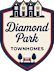 A graphic for Diamond Park Townhomes features a row of houses and a bench.