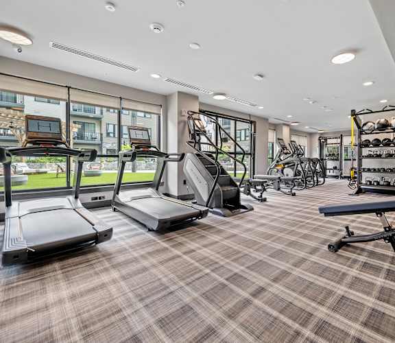 the gym at the enclave at woodbridge apartments in sugar land, tx