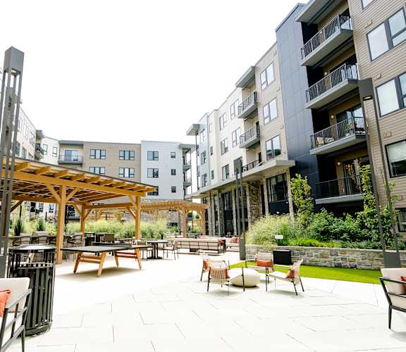 an outdoor patio area at The Harrison, PA