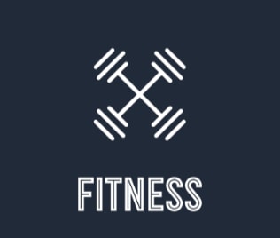 a fitness gym logo with crossed dumbbells    on a blue background
