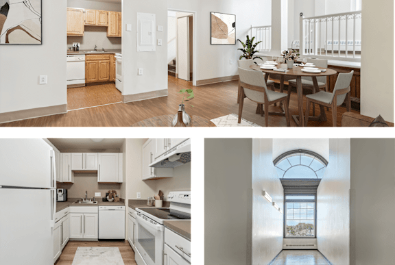 A series of images showing a kitchen, dining room, and laundry area. at Chapman House, E. Boston, MA, 02128