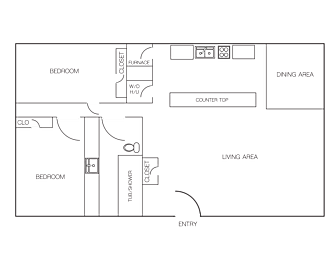  Floor Plan 2 Bedroom/1 Bathroom A