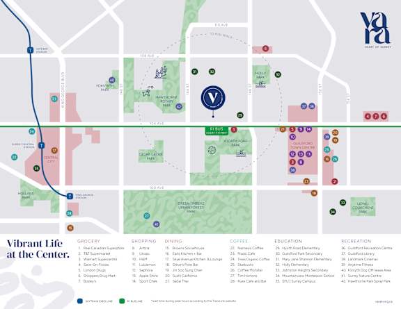 A map of a shopping center with various stores and amenities listed.