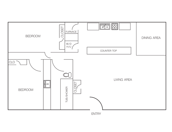 Floor Plan  2 Bedroom/1 Bathroom A