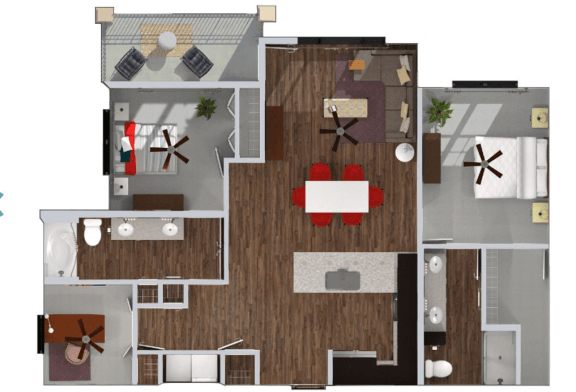 Floor Plan  2 bedroom with a den
