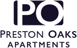 A logo for Preston Oaks Apartments is displayed.