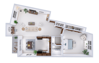  Floor Plan 1 Bed, 1 Bath
