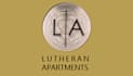 A black background with white text that reads "Lutheran Apartments.".