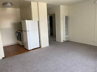 Bermuda apts- studio kitchen and living room view with a closet