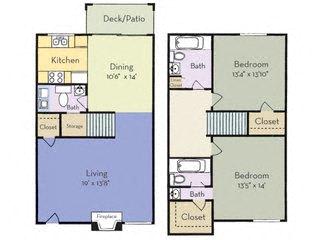 2 bedroom 2 bathroom floor plan