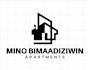 the logo for mino bimadzu in white on a black background