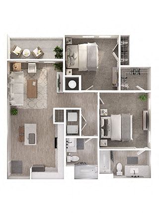 a 1 bedroom floor plan with a bathroom and a bedroom