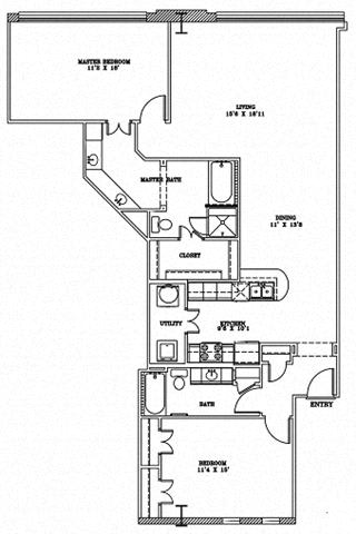 9B3 Lofts Floor Plan at The Landmark Apartments, Texas