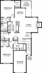 Berkely + Attached Garage. 2 bedroom apartment. 1st floor entry. Kitchen with island open to living/dinning. Study area. 2 full bathrooms, shower stall in master. Walk-in closets. Patio/balcony.