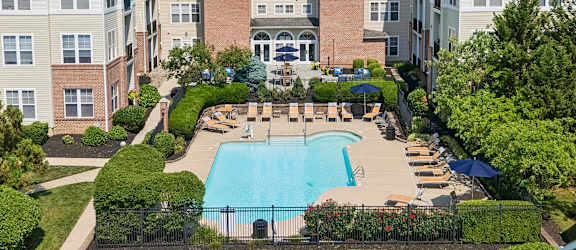 REsort-style swimming pool with lounge seating - Avenel at Montgomery Square