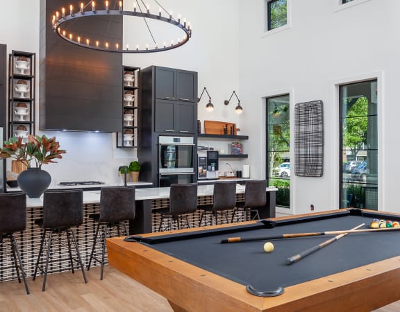 Lexington Farms clubhouse demonstration kitchen and billiards