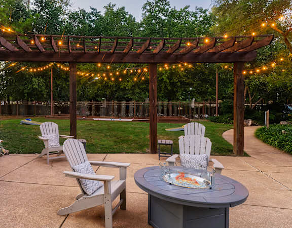 The Estates at River Pointe outdoor fire pit and hammock