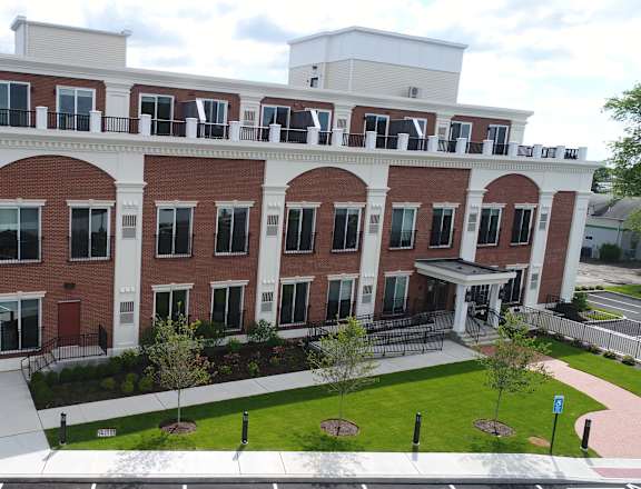 a view of the front of the york hospital building from the roof of the hospital