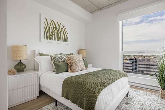 Contemporary Bedroom at Lynk De la Savane Apartments, Montreal, H4P 0E2