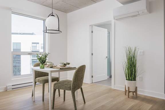 Contemporary Dining Room at Lynk De la Savane Apartments, Montreal, Québec