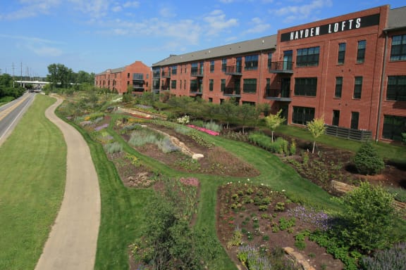 a garden on the side of a building   at Hayden Lofts Apartments, Dublin, OH