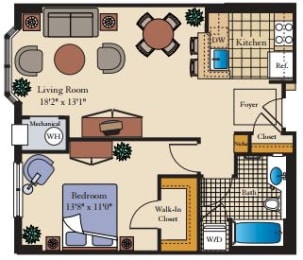  Floor Plan 1 Bed/1 Bath