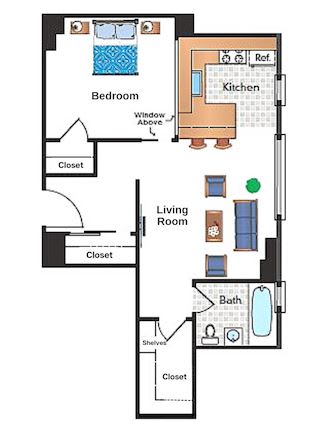 Floor Plan Renovated Studio with Den 07 Tier