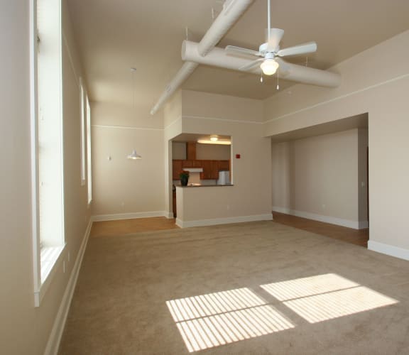 Unfurnished apartment living room, Arlington Grove Apartments, St. Louis, MO