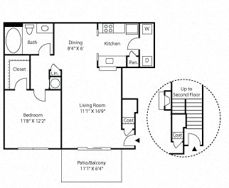 The Onyx Floor plan, 1 bedroom, 1 bath