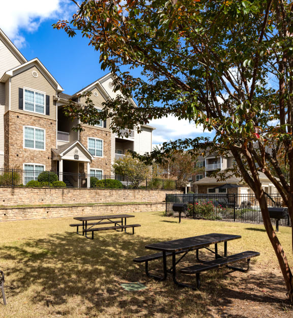 our apartments have a spacious courtyard with picnic tables