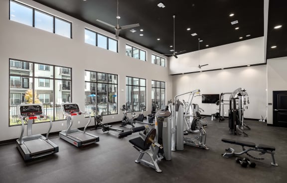 Large Indoor Fitness Center at Abberly Liberty Crossing Apartment Homes, North Carolina