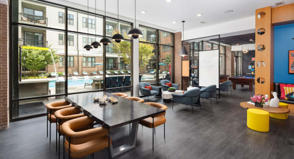 Pool Table and Couches with Flat Screen TV