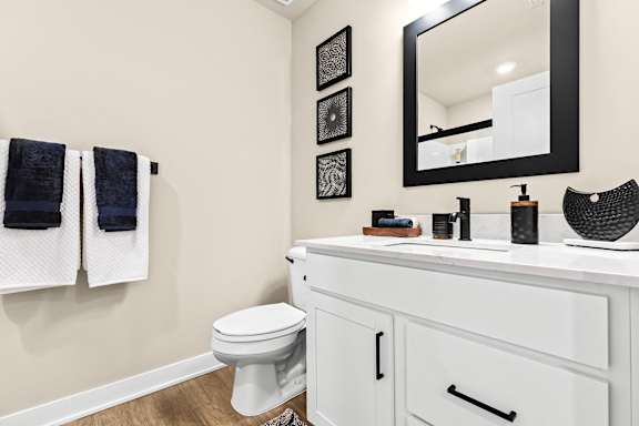 a bathroom with a sink and a toilet and a mirror