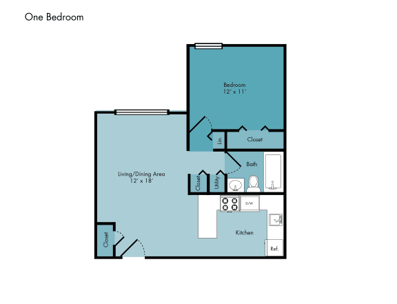 Halcyon One Bedroom Floorplan
