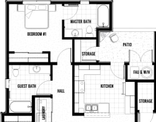 Floor Plan 3 bed 2 bath 1181 sf