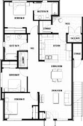 Floor Plan 3 bed 2 bath 1181 sf