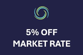 A graphic advertising a 5% off market rate.