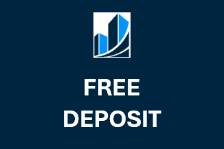 A graphic with a dark background displays the words "FREE DEPOSIT" in white text.