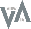 the logo for the view 14 video game on a black background