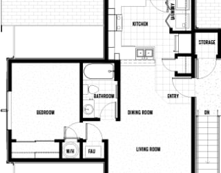 Floor Plan 1 bed 1 bath 663 sf